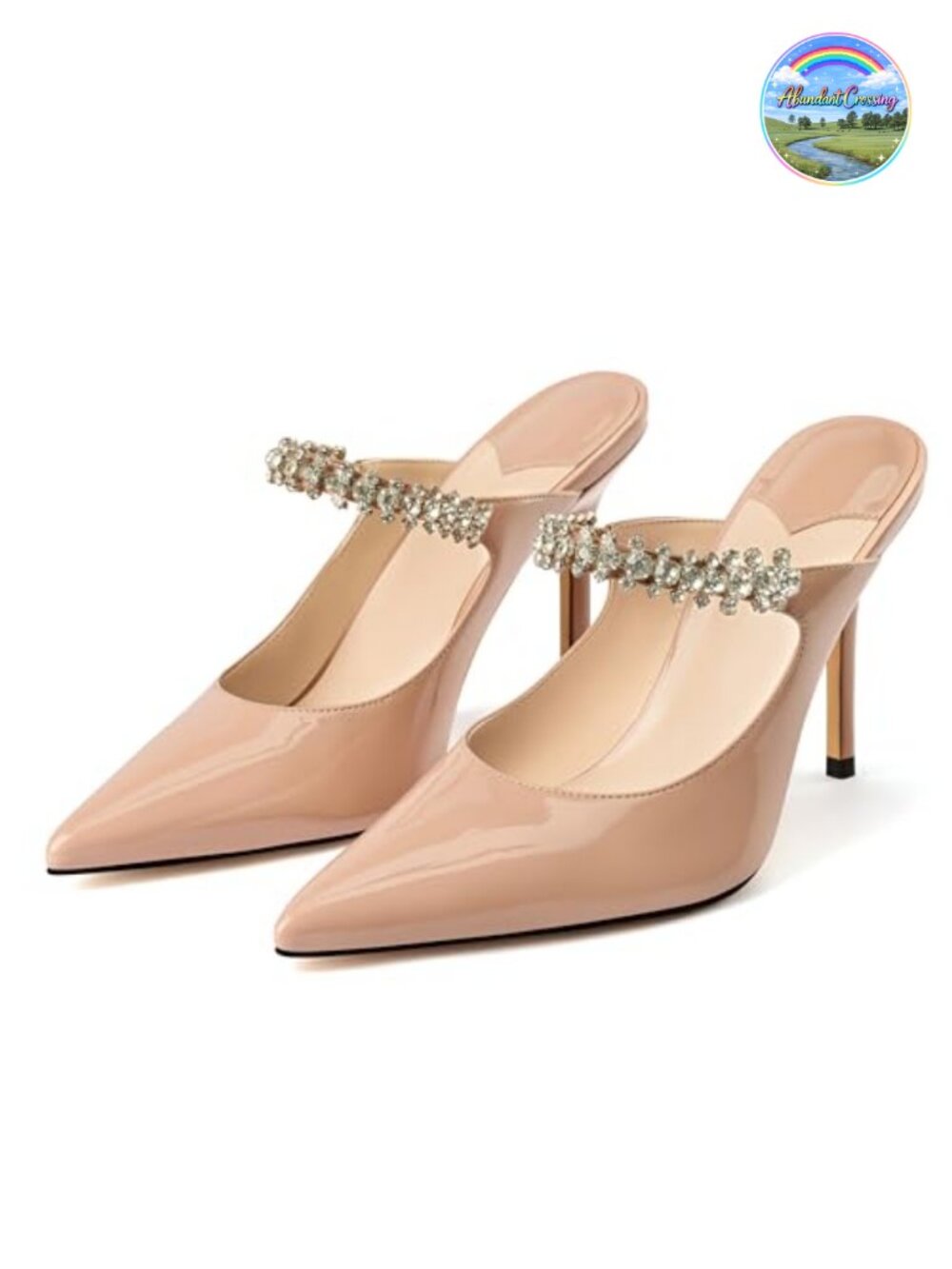 Women's Rhinestone Stiletto Heeled Mules Pointed Toe Party Shoes